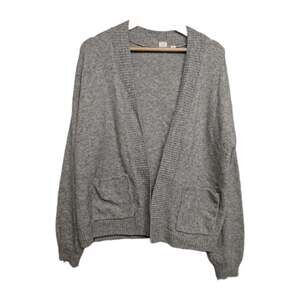 GAP Cardigan Sweater Open Front Pockets Gray Sheep/Alpaca Wool Blend Women's XS
